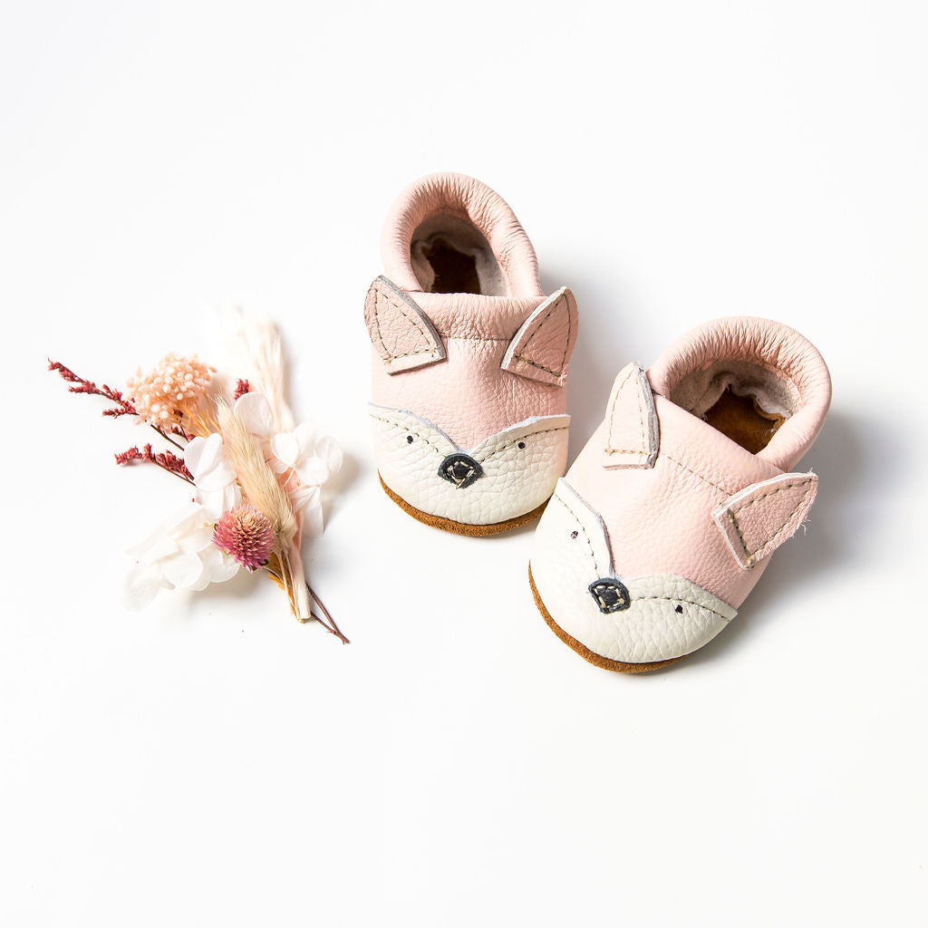 Pink Fox // Cute Critters Leather Shoes Baby and Toddler Bunny