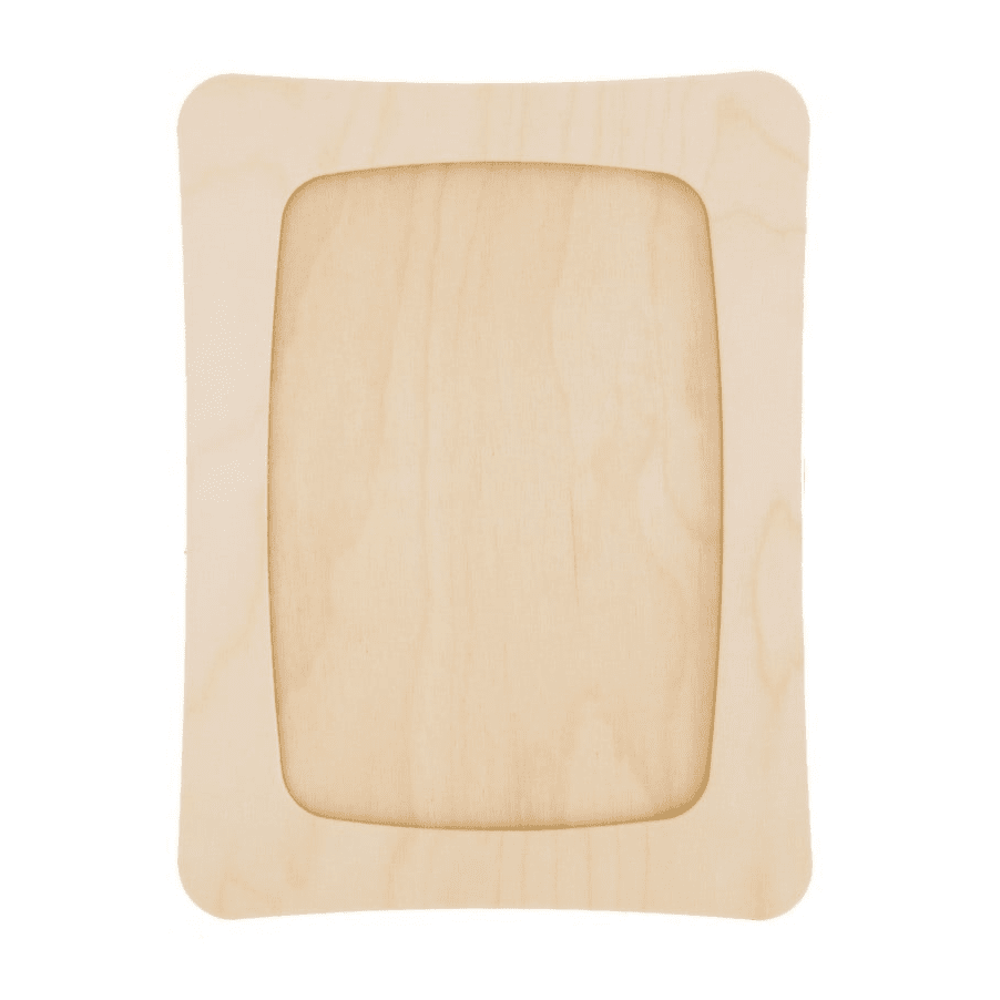 A4 natural wood picture frame on a white background