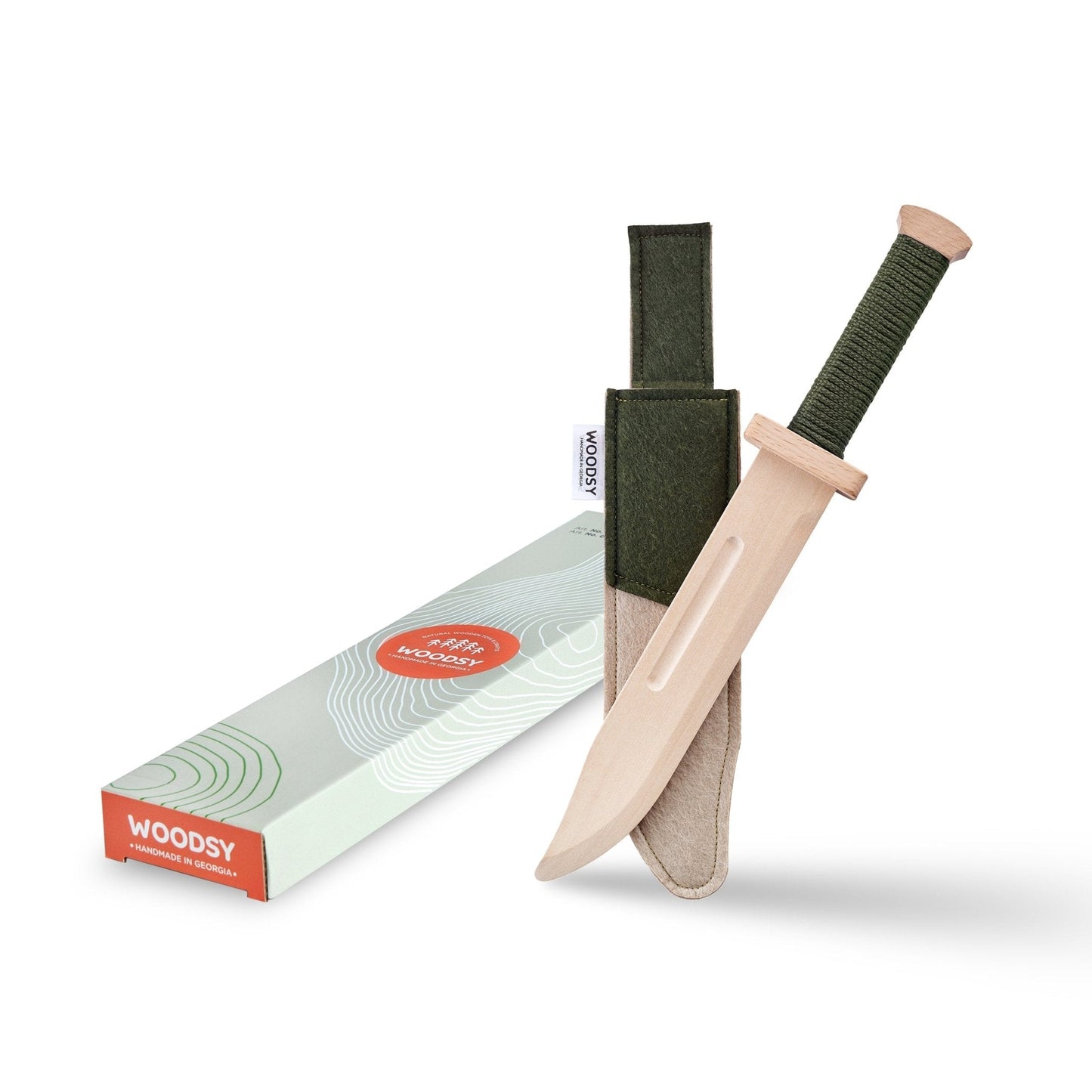 Children's Wooden Toy Combat Knife in Felt Sheath - wood, natural, felt Toy Weapons for open-ended play - Title: Default T...