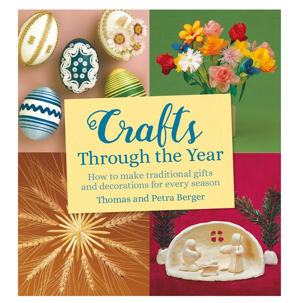 Book cover of 'Crafts Through the Year' with decorative items and colorful text.