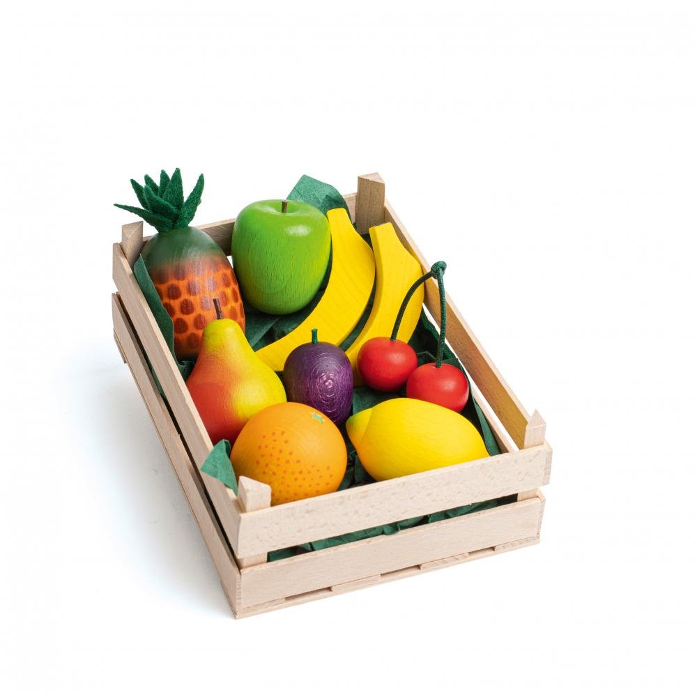 Erzi Assorted Wooden Fruit in Crate (Large) - wood, felt Pretend Play for open-ended play - Title: Default Title