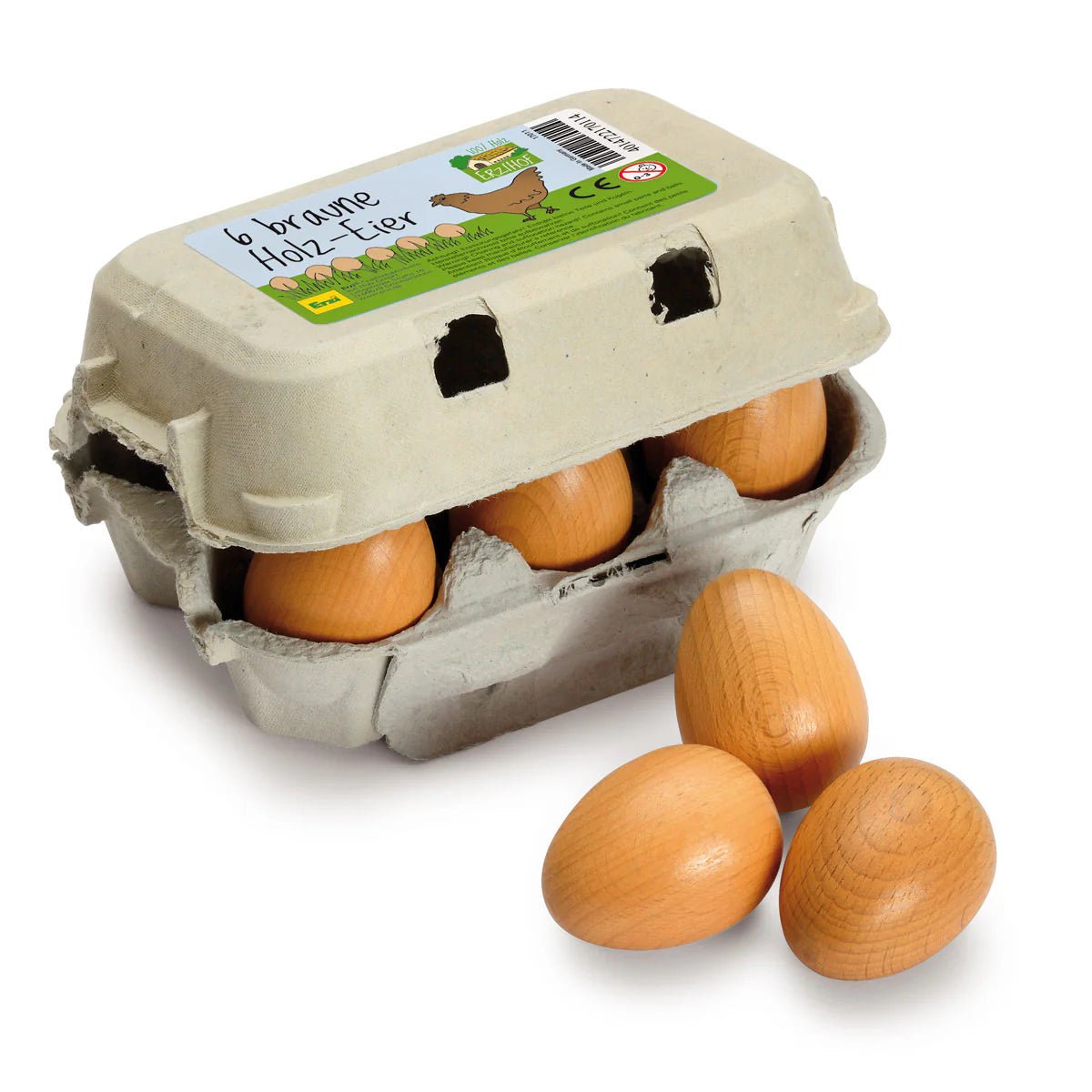 Erzi Wooden Brown Eggs in Carton - wood Pretend Play for open-ended play - Title: Default Title