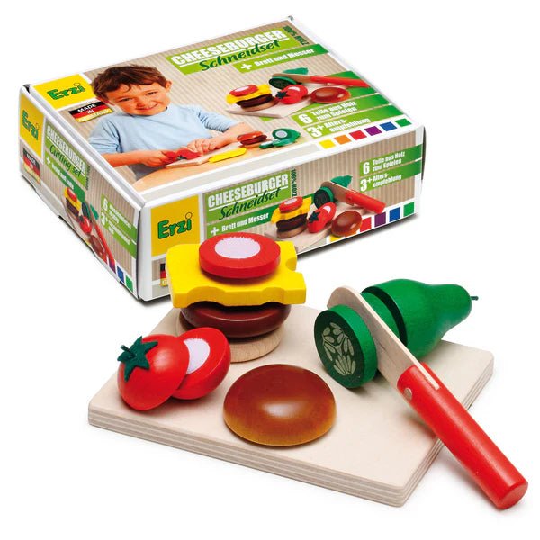 Erzi Wooden Play Food - Cheeseburger Set - wood Pretend Play for open-ended play - Title: Default Title