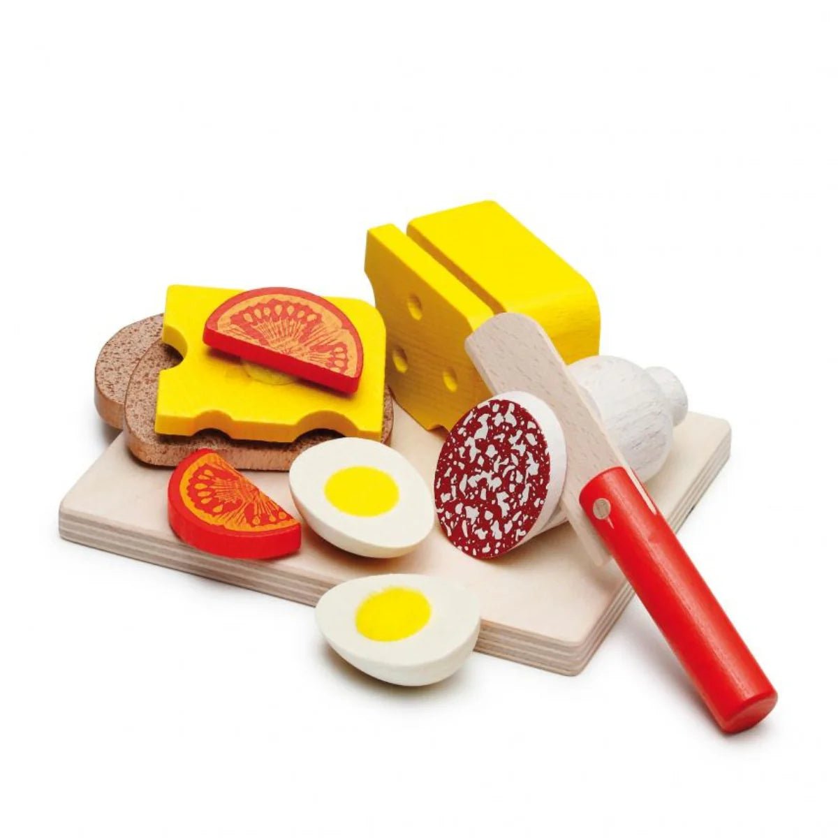 Wooden sandwich cutting set