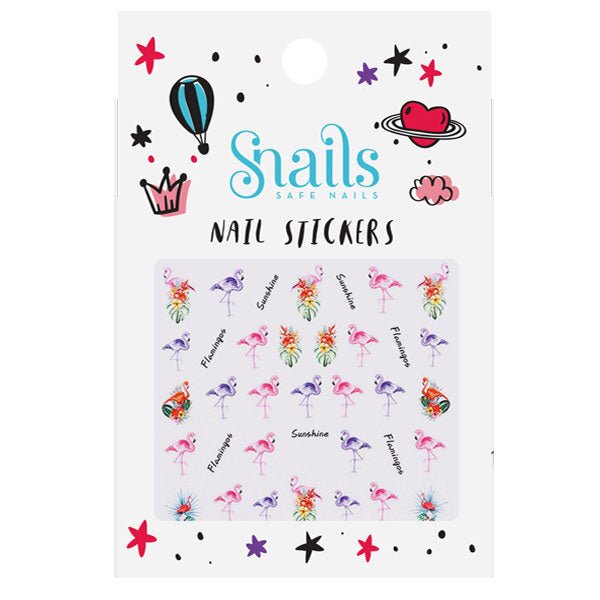 Snails brand flamingo nail stickers on a white background
