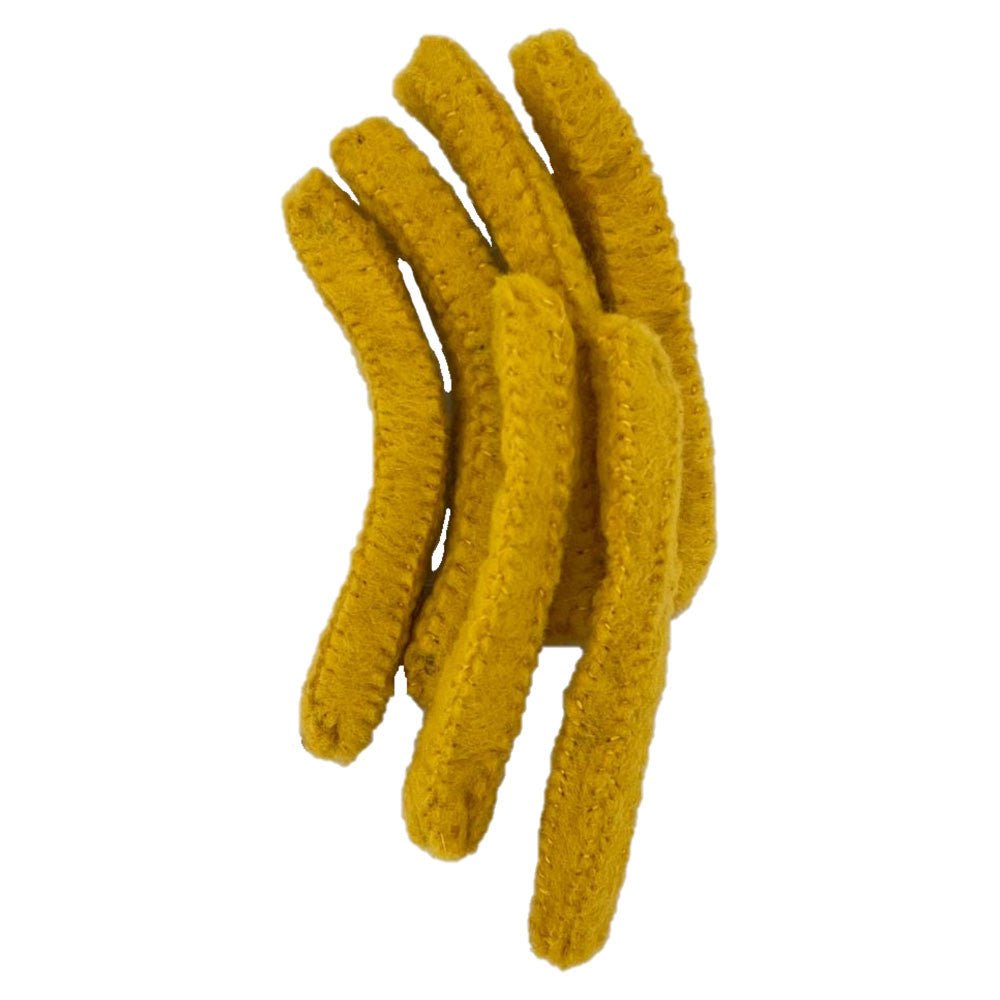 Felted french fries on a white background
