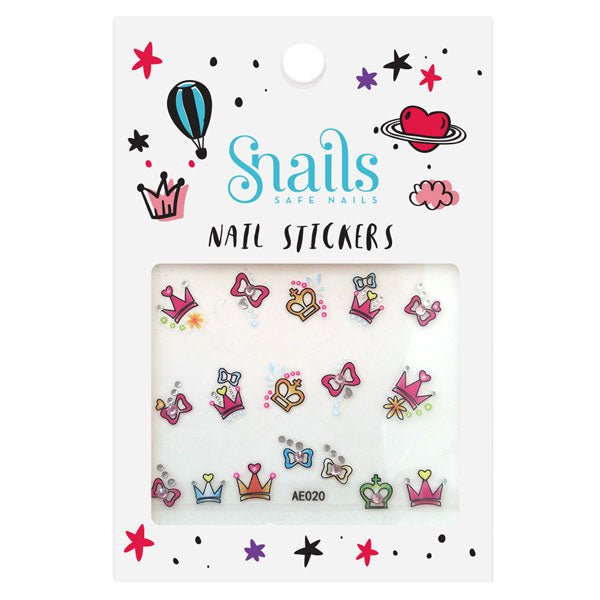 Snails brand nail stickers in Perfect Princess featuring crowns and bows