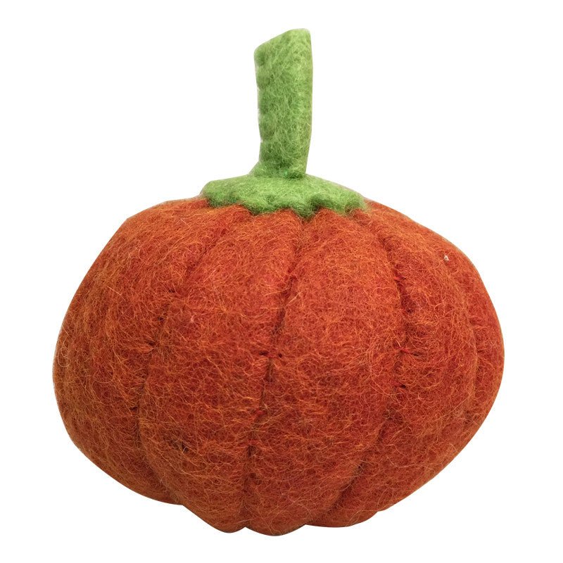 Felted pumpkin on a white background