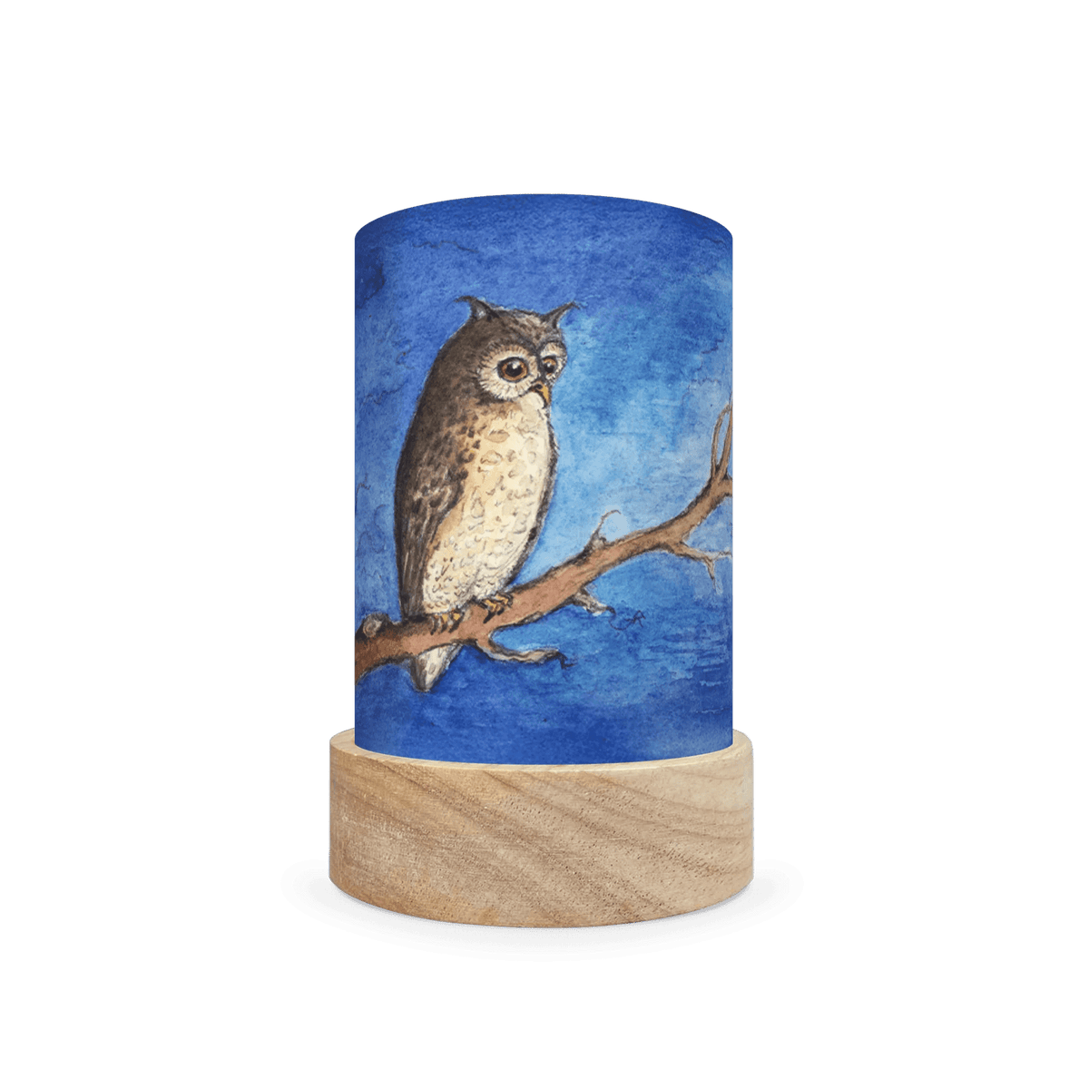 Mini lantern with a drawing of an owl
