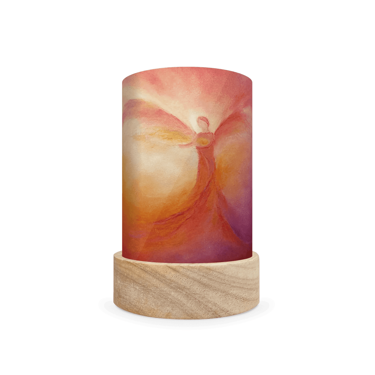 Decorative lamp with angel design on a white background