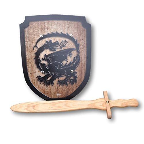 Wooden Dragon Sword and Shield Set