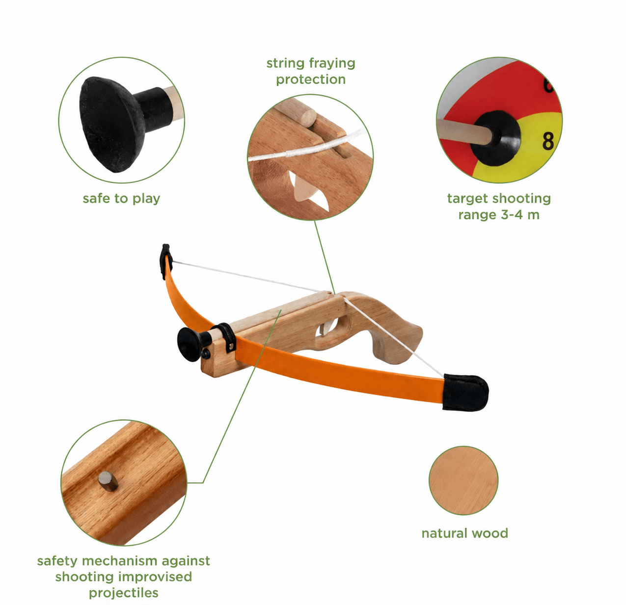 Woodsy Children's Handbow with 3 Bolts, Quiver and Target