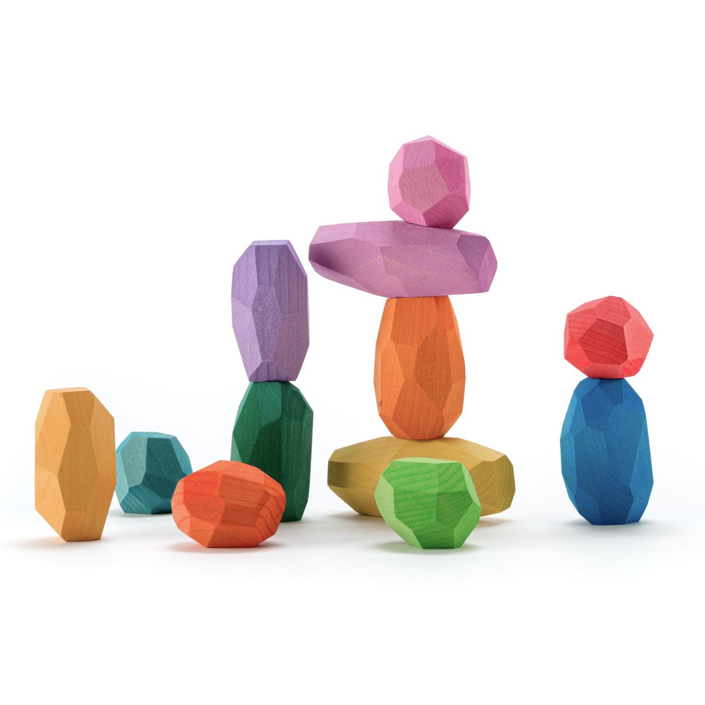 Ocamora - Tenique Wooden Stones - Rainbow 12 Pcs - wood Blocks for open-ended play - Title: Default Title
