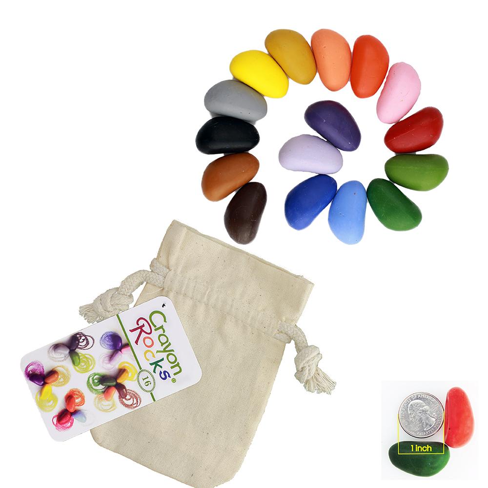 Crayon Rocks 16 Colors in Muslin Bag - wood, natural Crayons for open-ended play - Title: Default Title
