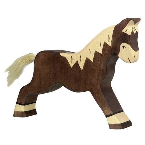 Holztiger Holztiger Wooden Brown Horse, Running - blueottertoys-HT80034