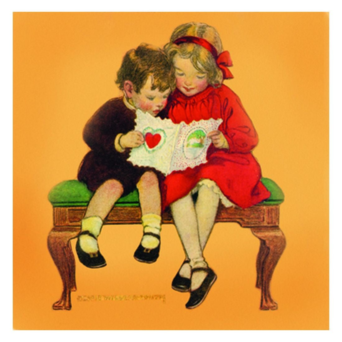 Jessie Willcox Smith Greeting Cards : Boy and Girl with Valentine for open-ended play - Title: Default Title