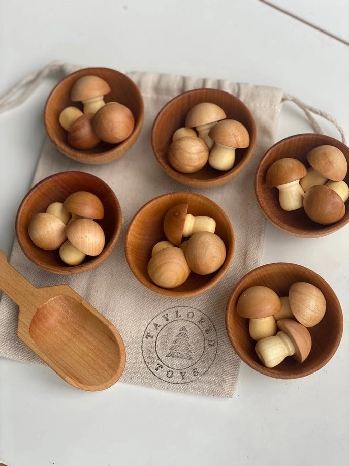 Montessori Waldorf Wood Mushroom Sorting Game - wood Games for open-ended play - Title: Default Title