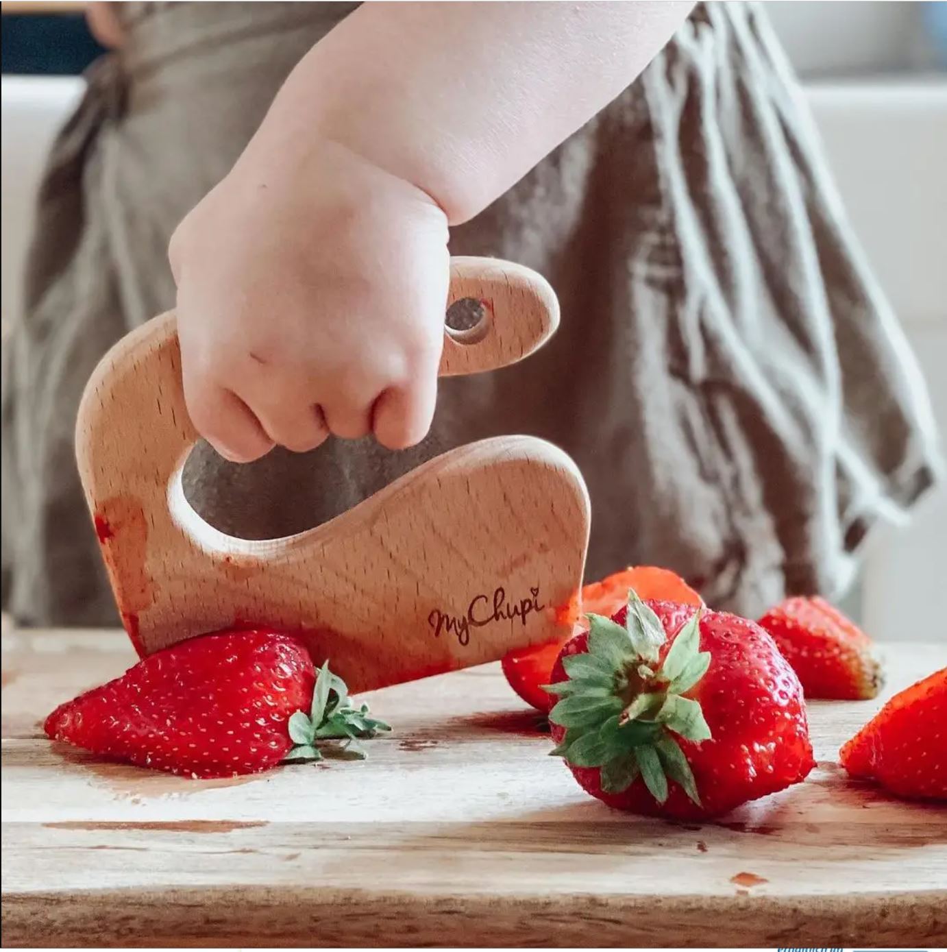 "My Chupi" Little Helper Block Knife - wood Play Kitchen for open-ended play - Handle material: wood