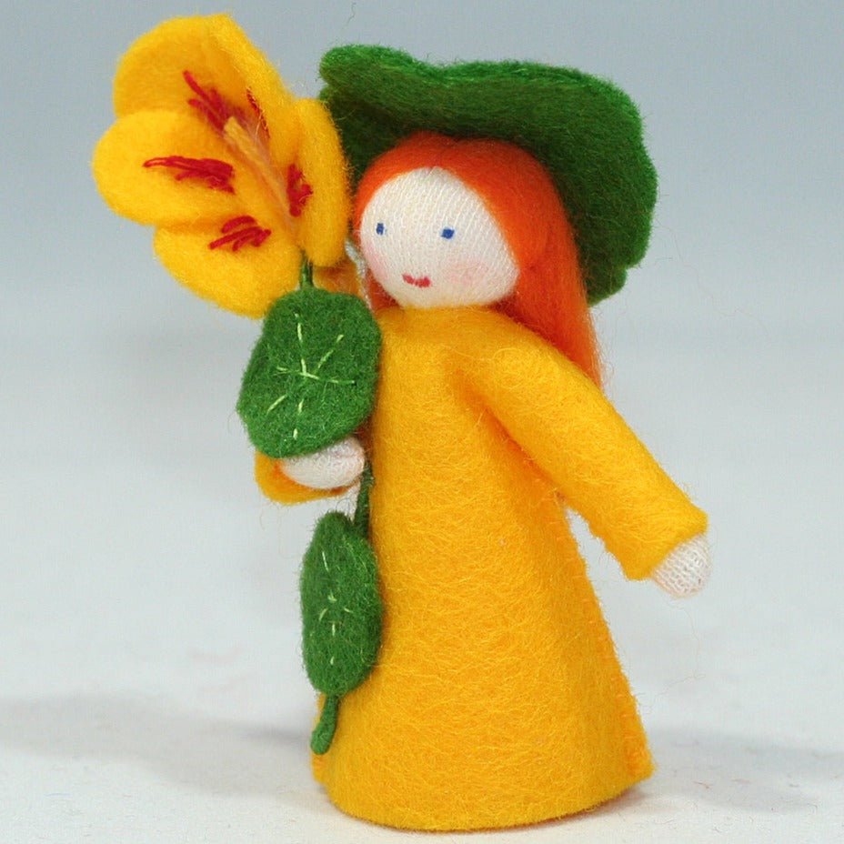 Nasturtium Fairy Doll by Ambrosium - cotton, wool, felt Dolls for open-ended play - Skin Tone: Fair Skin