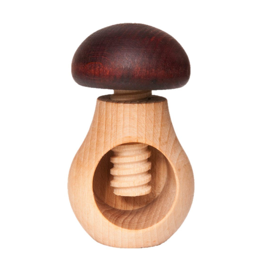 Wooden Nut Cracker - Mushroom with Screw Toy - wood Baby Toys for open-ended play - Title: Default Title