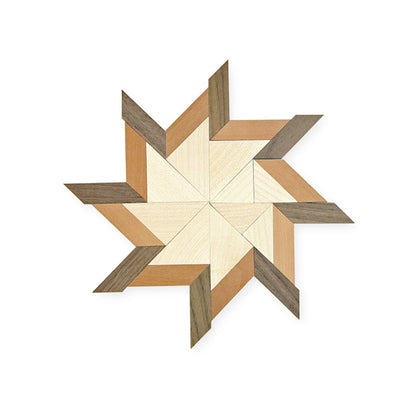 Wooden star-shaped puzzle on a white background