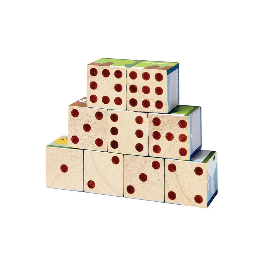 9 blocks with dots stacked on top of one another from 1-9 dots