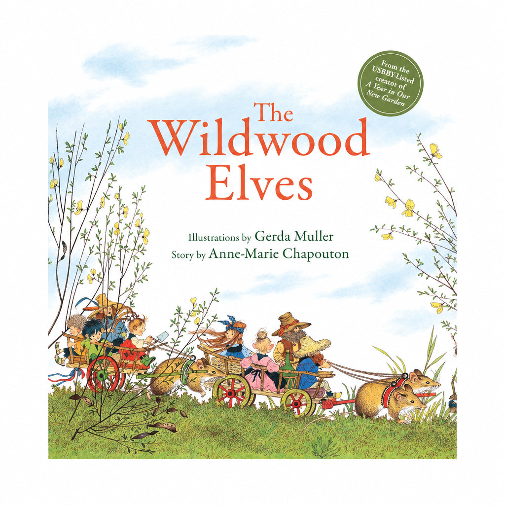 Book cover for The Wildwood Elves featuring an illustrated scene of elves in carriages being led by mice