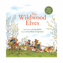 Book cover for The Wildwood Elves featuring an illustrated scene of elves in carriages being led by mice