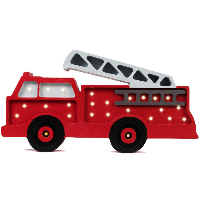 Red fire truck lamp with a ladder on a white background