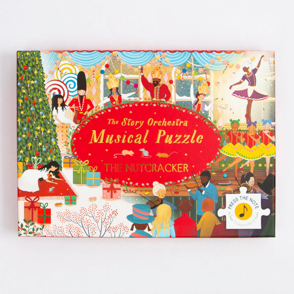 The Story Orchestra Musical Puzzle: The Nutcracker book puzzle box, featuring a festive holiday ballet illustration on a white background.