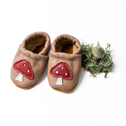 Mushrooms on Chai Leather Shoes with Designs