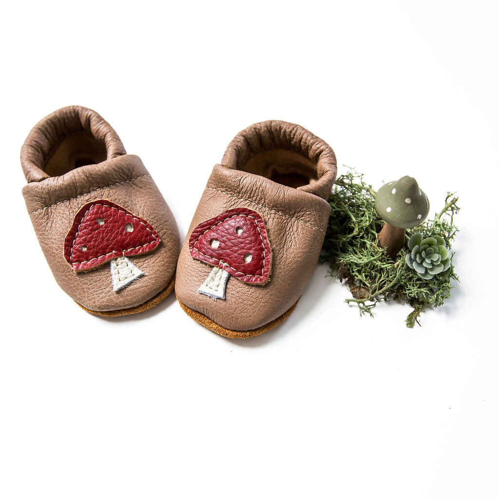 Mushrooms on Chai Leather Shoes with Designs