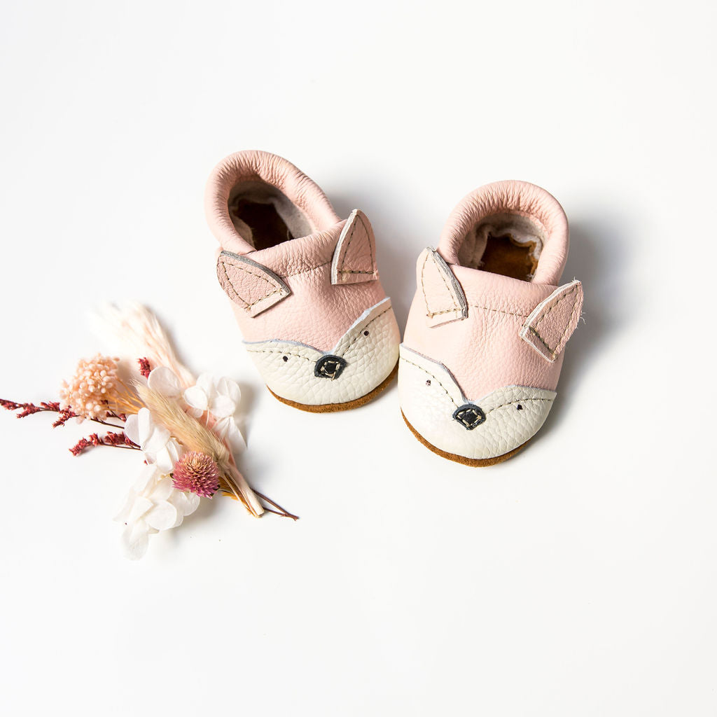 Pink Fox // Cute Critters Leather Shoes Baby and Toddler Bunny