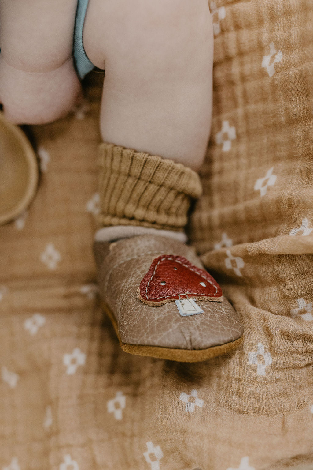 Mushrooms on Chai Leather Shoes with Designs