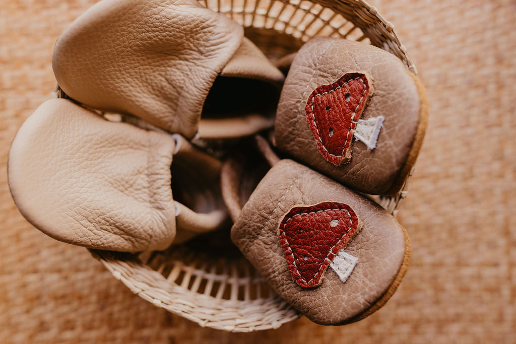 Mushrooms on Chai Leather Shoes with Designs
