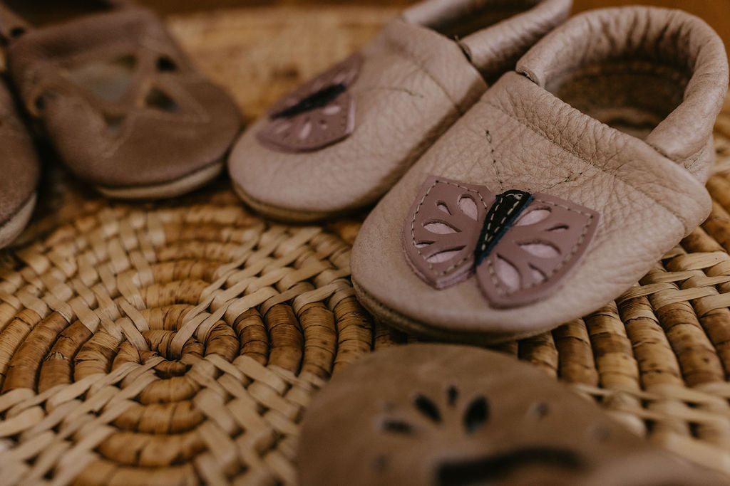 Oyster Butterflies // Cute Critters Leather Shoes Baby and Toddler