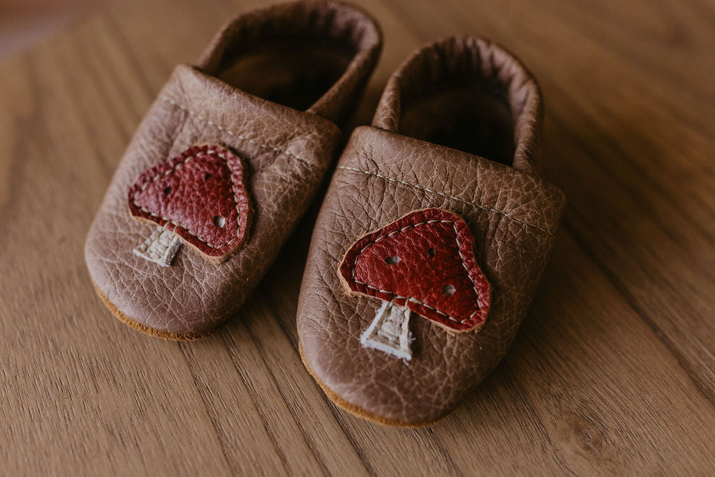 Mushrooms on Chai Leather Shoes with Designs
