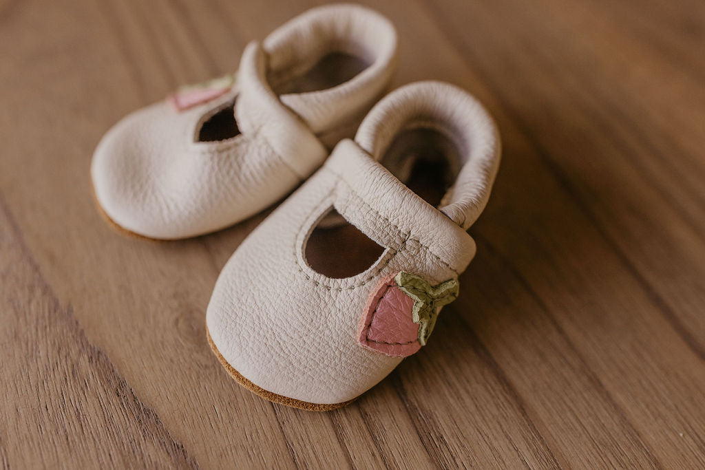 Pink Strawberries Mary Janes Shoes with Designs