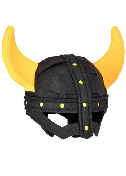 WoodsyViking Helmet small with gold horns on white background