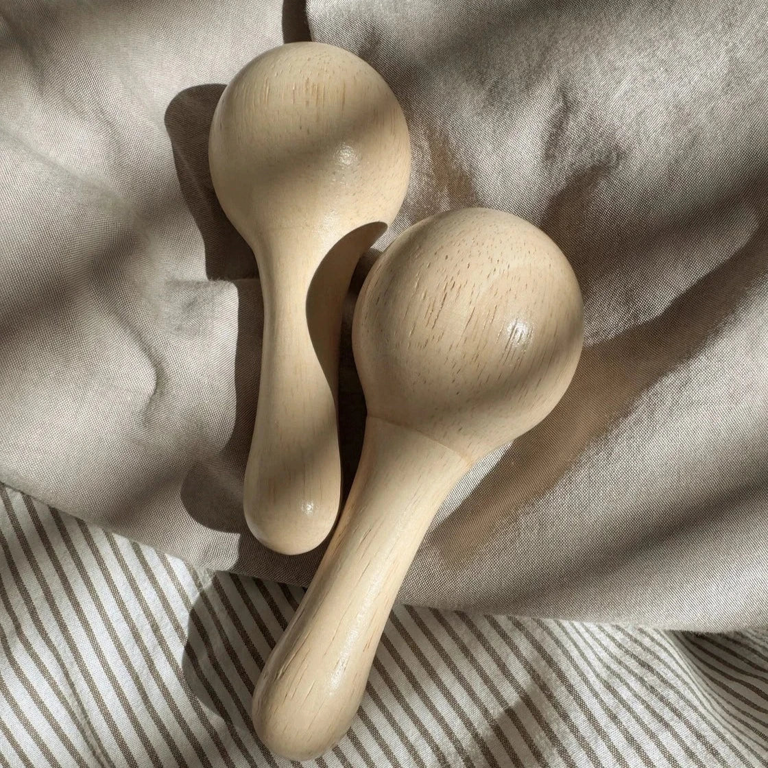 All Wooden Elements - Wooden Maracas - wood, natural Percussion Instruments for open-ended play - Quantity: One