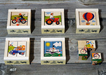 6 different puzzle images of transportation