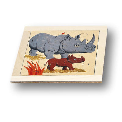Atelier Fischer Wooden Jigsaw Puzzle - Rhinoceros (16 pcs) - wood Jigsaw Puzzles for open-ended play - Title: Default Title