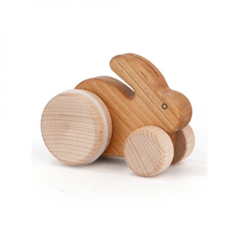 Bajo Wooden Push Rabbit - Natural (Jumping) - wood, natural, rubber Baby & Toddler for open-ended play - Title: Default Title