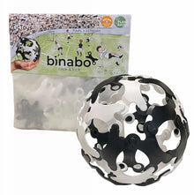 Binabo black & white click & kick ball with packaging on a white background