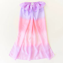 Silk cape with pink and purple gradient on a white background