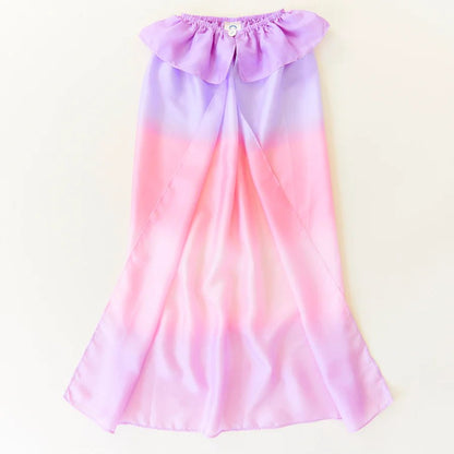 Silk cape with pink and purple gradient on a white background