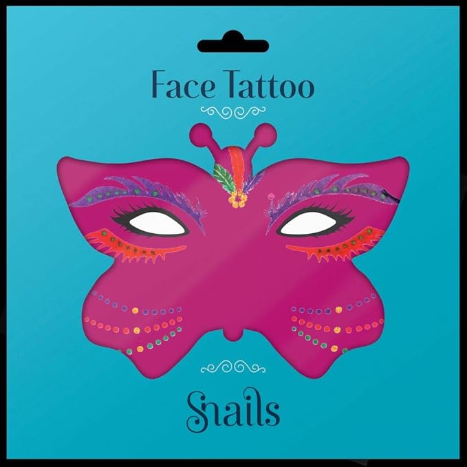 Snails branded face tattoo stickers in purple, red, green, and gold