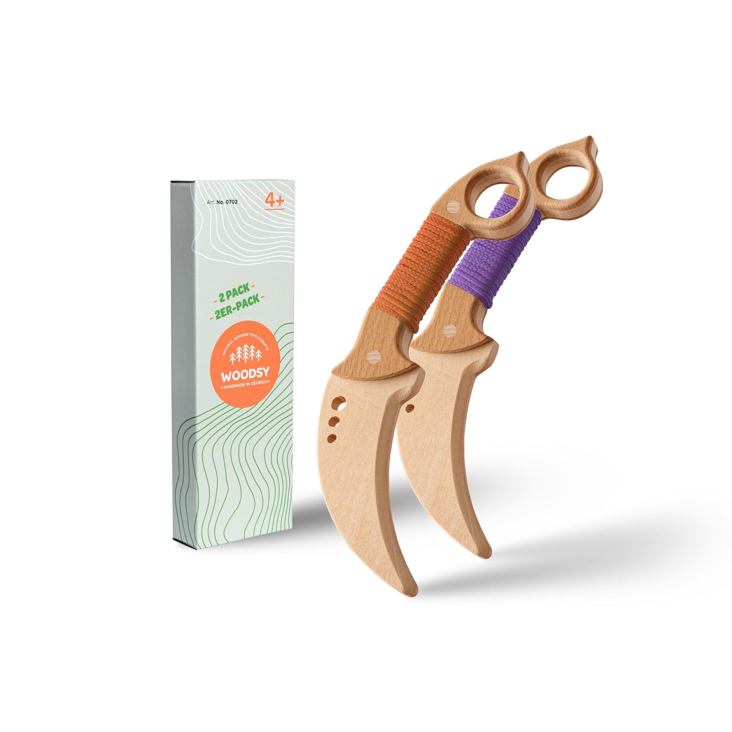 Children's Wooden "Karambit" Knives (Set of 2) - wood, natural Toy Weapons for open-ended play - Title: Default Title