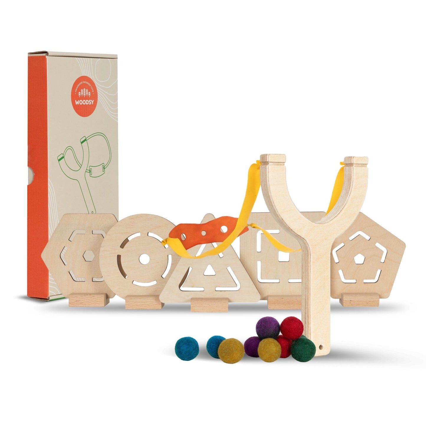 Children's Wooden Sling Shot Set by Woodsy - wood, felt Toy Weapons for open-ended play - Title: Default Title