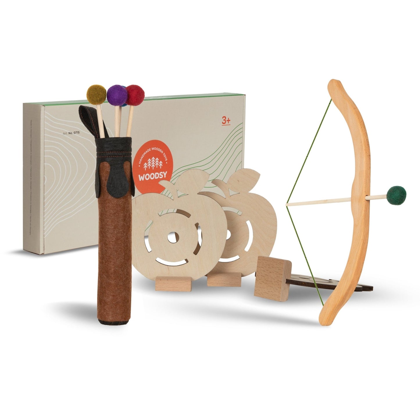 Children's Wooden Toy Archery Set by Woodsy - wood, natural, felt Toy Weapons for open-ended play - Title: Default Title